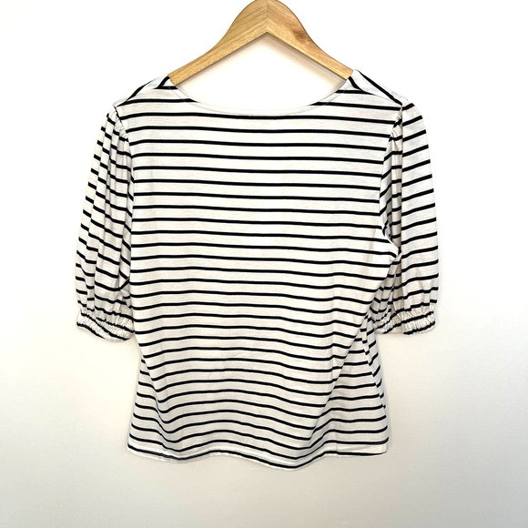 Striped Puff Sleeve Square Neck Top - Womens - Boutique Brand NEW - Large - Picture 3 of 4
